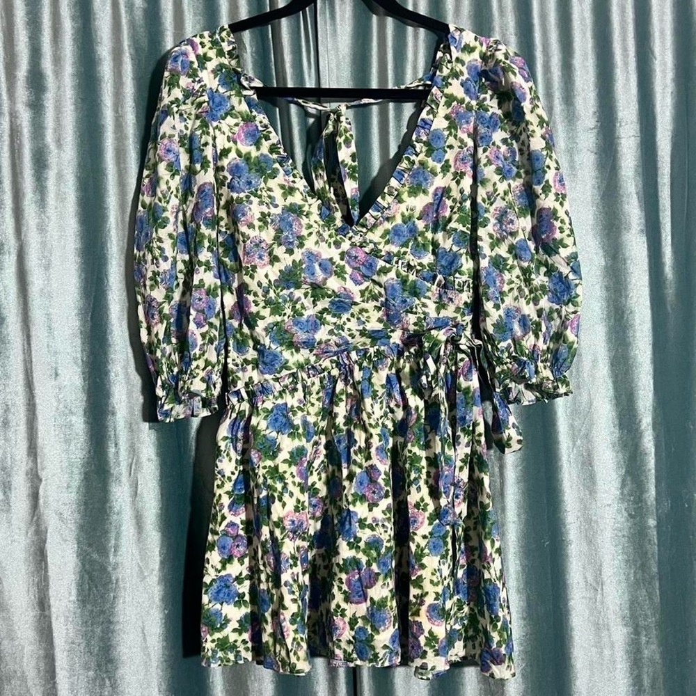 For Love And Lemons Floral Dress - Blue and Purple